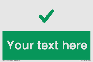 Custom green background, green tick sign